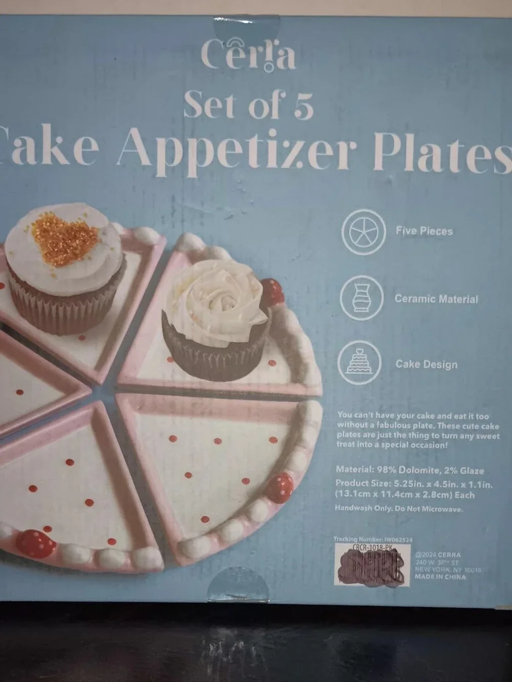 Pink Polka Dot Cake Appetizer Plates - Set of 5